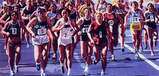 Runners - depicting the first Avon Womens Marathon, on exhibit at the National Art Museum of Sport